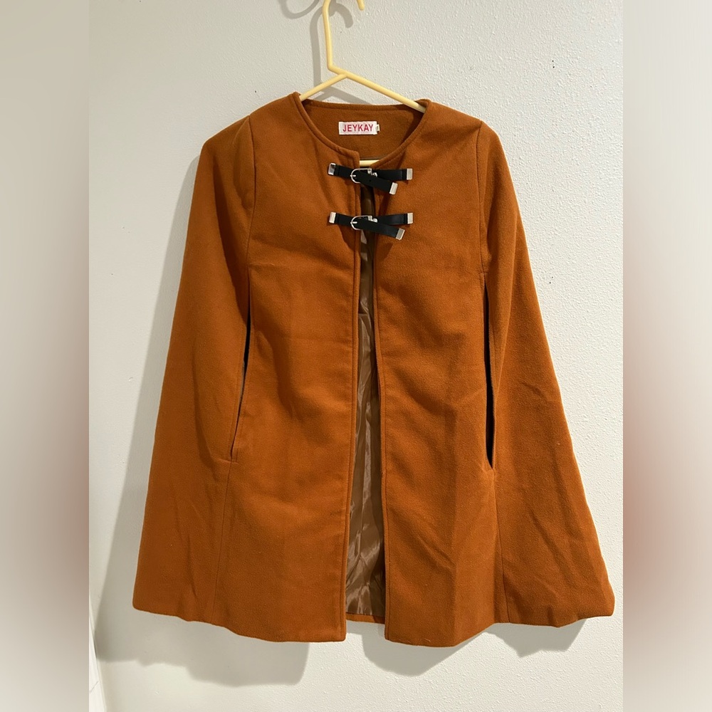 JEYKAY Camel Cape Coat Jacket for Women Size S